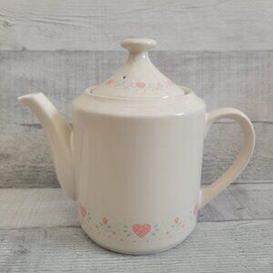 Vintage Forever Yours Ceramic Teapot With Pink Heart & Floral Design